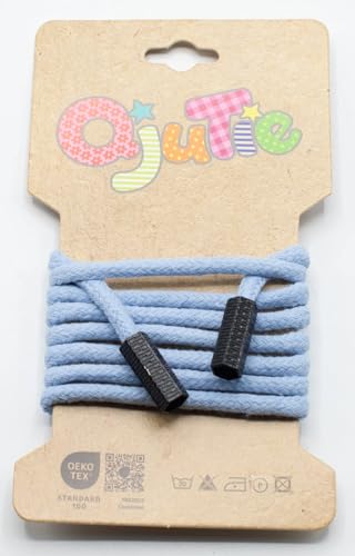 Kordelzug 5 mm rund mit Kordelenden – 1,15 m lang - fertig konfektioniert - für Hoodies, Jogginghosen, Jacken, Bekleidung, Nähzubehör, DIY Projekte – 34 Farben – Ersatz Kordel (Baby Blue) von Die Stofftante