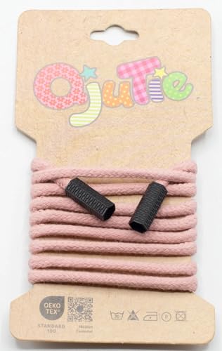 Kordelzug 5 mm rund mit Kordelenden – 1,15 m lang - fertig konfektioniert - für Hoodies, Jogginghosen, Jacken, Bekleidung, Nähzubehör, DIY Projekte – 34 Farben – Ersatz Kordel (Nude) von Die Stofftante
