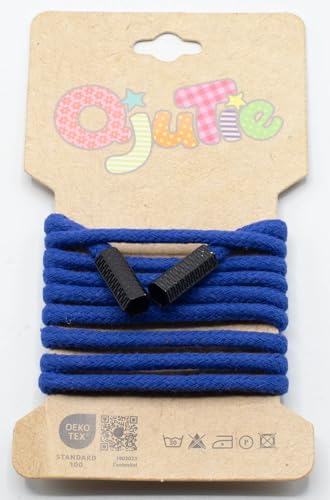 Kordelzug 5 mm rund mit Kordelenden – 1,15 m lang - fertig konfektioniert - für Hoodies, Jogginghosen, Jacken, Bekleidung, Nähzubehör, DIY Projekte – 34 Farben – Ersatz Kordel (royal) von Die Stofftante