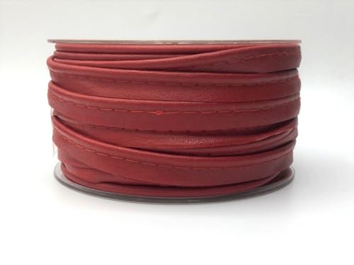 Kunstlederpaspel | Paspelband aus Kunstleder | 10 mm breit | Meterware (rot) von Die Stofftante