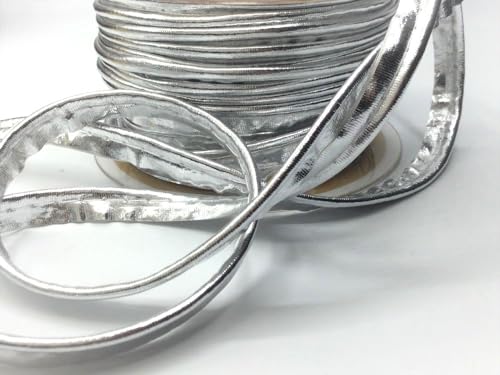 Kunstlederpaspel | Paspelband aus Kunstleder | 10 mm breit | Meterware (silber) von Die Stofftante