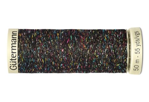 Metall-Effekt-Garn | Gütermann W331 | 50 m | 10 Farben (71 schwarz-multicolor) von Die Stofftante