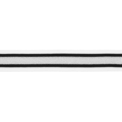 Nahtband Lurexband | mit Streifen | 25 mm breit | Meterware | mehrere Farben (schwarz-silber-weiß) von Die Stofftante