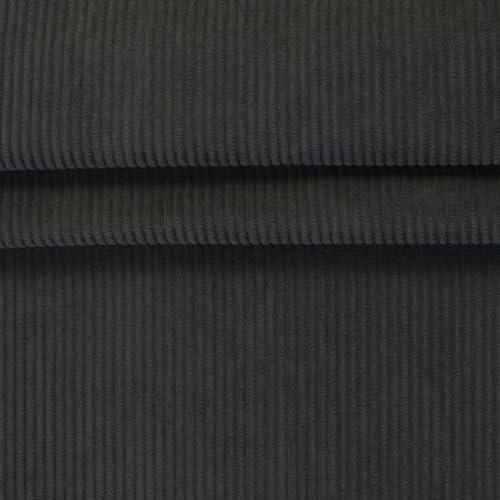 Polsterstoff Möbelstoff Samt-Cord | Cordoptik | für Homedeko & Polster | Abriebfestigkeit >60.000 Zyklen | 10 Farben (dunkelgrau) von Die Stofftante