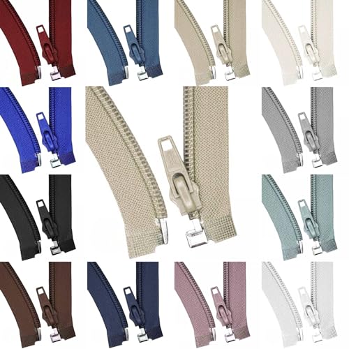 Reißverschluss teilbar Kunststoff – Spiral-Reißverschluss 35–50 cm – für Jacken, Baby- & Kinderkleidung – modische Farben – teilbarer Zipper für Nähen DIY Kleidung (beige, 45 cm) von Die Stofftante