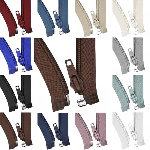 Reißverschluss teilbar Kunststoff – Spiral-Reißverschluss 35–50 cm – für Jacken, Baby- & Kinderkleidung – modische Farben – teilbarer Zipper für Nähen DIY Kleidung (braun, 45 cm) von Die Stofftante