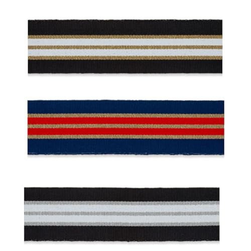 Ripsband mit Glitzerstreifen | 30 mm breit | Meterware - ab 1 m (blau-rot-gold) von Die Stofftante