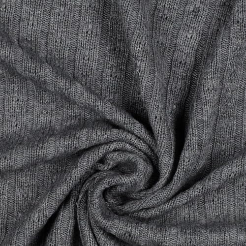 Strickstoff | Viskose Feinstrick | Zopfmuster | 3 Farben | ab 50x150 cm | Meterware (grey) von Die Stofftante