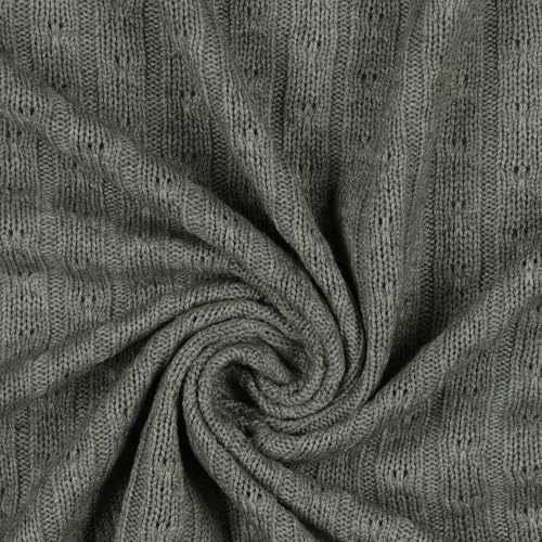 Strickstoff | Viskose Feinstrick | Zopfmuster | 3 Farben | ab 50x150 cm | Meterware (old green) von Die Stofftante