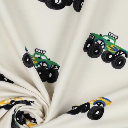 Sweatstoff Soft-Sweat MONSTERTRUCK | ecru | by Poppy | Meterware | ab 50x150cm Sweatstoff Soft-Sweat MONSTERTRUCK | ecru | by Poppy | Meterware | ab 50x150cm von Die Stofftante