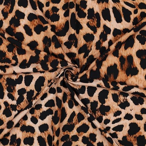 Viskose Stoff Meterware – Radiance Viskose Webware mit floralem Muster – weich & luftig – ideal für Blusen, Kleider, Sommermode – ab 50 cm – Damenstoff für Frühjahr & Sommer (Animal Skin, brown) von Die Stofftante