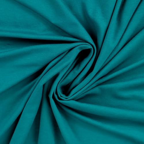 Viskosejersey uni – Meterware ab 50 cm – weich fließender Jersey-Stoff für Bekleidung – Öko-Tex Standard 100 – elastischer Viskose-Stoff zum Nähen von Kleidung, Shirts & Mode (emerald) von Die Stofftante