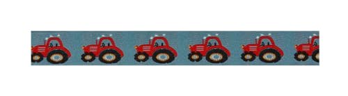 Webband TRAKTOR, grau-rot | Breite 20 mm | ab 1 m | Meterware von Die Stofftante