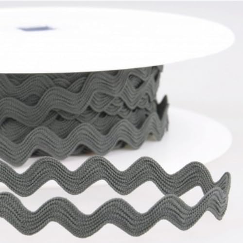 Zackenlitze 12 mm breit – über 30 Farben – Litze mit Rillenstruktur – 100% Polyester – Meterware ab 1 m – Einfassband & Borte für Kleidung, DIY & Dekoration – Made in EU (dunkelgrau) von Die Stofftante