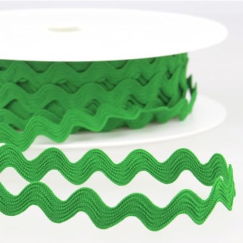 Zackenlitze 12 mm breit – über 30 Farben – Litze mit Rillenstruktur – 100% Polyester – Meterware ab 1 m – Einfassband & Borte für Kleidung, DIY & Dekoration – Made in EU (grasgrün) von Die Stofftante