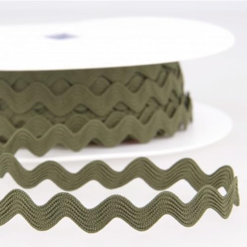 Zackenlitze 12 mm breit – über 30 Farben – Litze mit Rillenstruktur – 100% Polyester – Meterware ab 1 m – Einfassband & Borte für Kleidung, DIY & Dekoration – Made in EU (khaki) von Die Stofftante