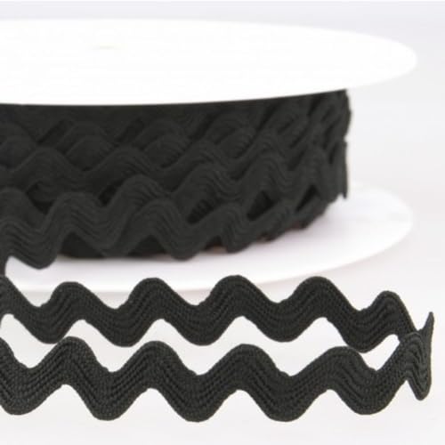 Zackenlitze 12 mm breit – über 30 Farben – Litze mit Rillenstruktur – 100% Polyester – Meterware ab 1 m – Einfassband & Borte für Kleidung, DIY & Dekoration – Made in EU (schwarz) von Die Stofftante
