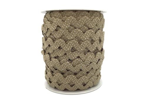 Zackenlitze 2 m – Meterware, 12 mm breit – Hochwertige Borte mit weißen Punkten | Baumwolle-Polyester | Farbecht & waschbar | EU-Herstellung, schadstofffrei (beige) von Die Stofftante