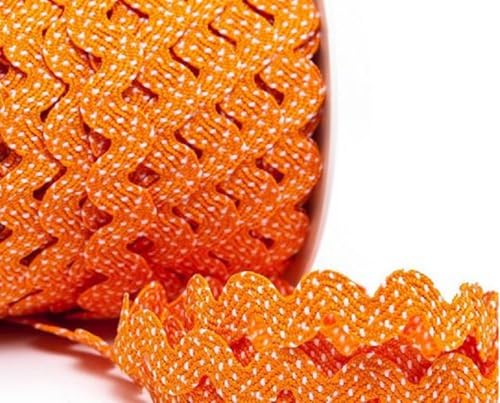 Zackenlitze 2 m – Meterware, 12 mm breit – Hochwertige Borte mit weißen Punkten | Baumwolle-Polyester | Farbecht & waschbar | EU-Herstellung, schadstofffrei (orange) von Die Stofftante