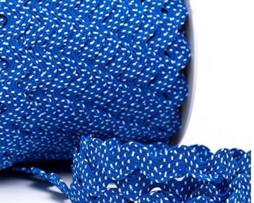 Zackenlitze 2 m – Meterware, 12 mm breit – Hochwertige Borte mit weißen Punkten | Baumwolle-Polyester | Farbecht & waschbar | EU-Herstellung, schadstofffrei (royalblau) von Die Stofftante