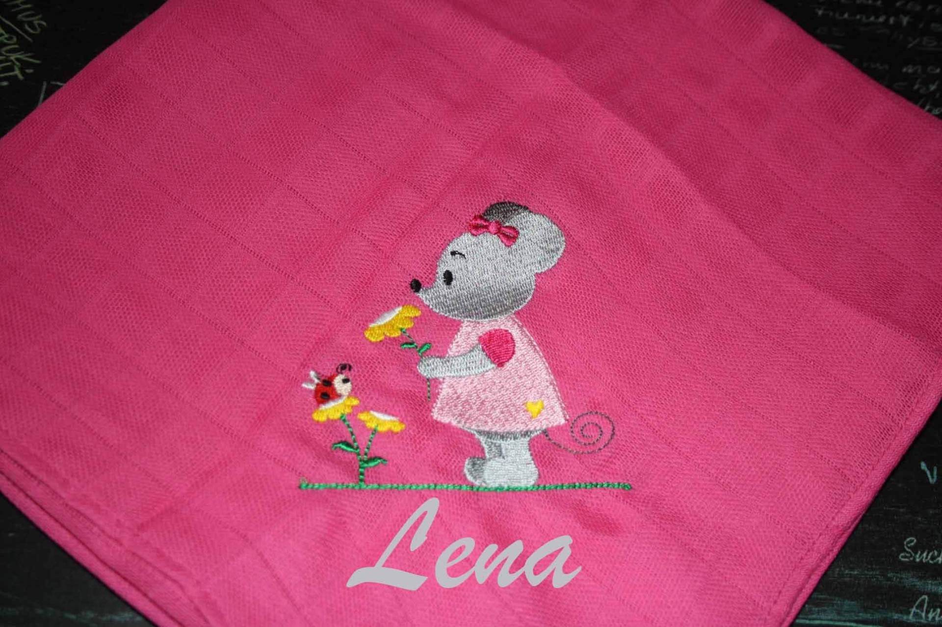 Mullwindel Spucktuch Maus Mäuschen Pink Mit Namen W262 Mullwindel Spucktuch Maus Mäuschen Pink Mit Namen W262 von DieWichtelstickerei