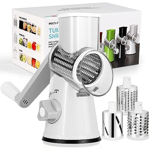 Diealles Shine Käsereibe mit Kurbel, Reibe für Gemüse mit 3 Edelstahl Austauschbaren Trommelklingen, Manuelle Trommelreibe, Gemüseschneider, Ideal für Gurken, Käse und Nüsse, Karotten usw(Weiss) Diealles Shine Käsereibe mit Kurbel, Reibe für Gemüse mit 3 Edelstahl Austauschbaren Trommelklingen, Manuelle Trommelreibe, Gemüseschneider, Ideal für Gurken, Käse und Nüsse, Karotten usw(Weiss) von Diealles Shine