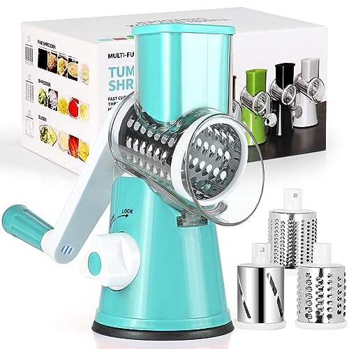 Diealles Shine Käsereibe mit Kurbel, Reibe für Gemüse mit 3 Edelstahl Austauschbaren Trommelklingen, Manuelle Trommelreibe, Gemüseschneider, Ideal für Gurken, Käse und Nüsse, Karotten usw (Blau) Diealles Shine Käsereibe mit Kurbel, Reibe für Gemüse mit 3 Edelstahl Austauschbaren Trommelklingen, Manuelle Trommelreibe, Gemüseschneider, Ideal für Gurken, Käse und Nüsse, Karotten usw (Blau) von Diealles Shine