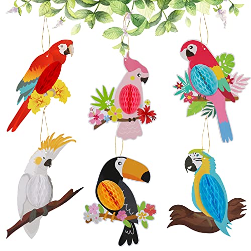 Diealles Shine Tropische Vögel Deko, 6 Stück Papageien Deko, Outdoor Garten Hawaii Deko für Tropical Party Luau Party Mottoparty Dekoration - Stil 1 von Diealles Shine