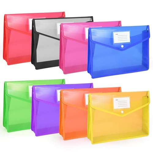 Dokumentenmappe A4, Diealles Shine 8 Stück Dokumententasche A4, Wasserdicht Sammelmappe A4 Kunststoff, Postmappe A4 Schule für Reise Büro Dokument Speicherung von Diealles Shine