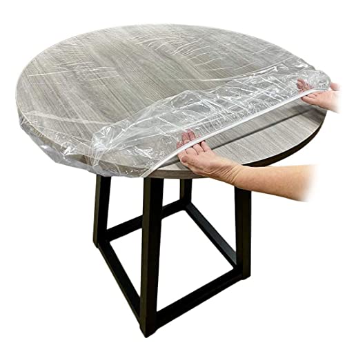 Tischdecken, Vinyl-transparente Tischdecke, runde elastische geschnittene Tischabdeckung, wasserdichte Tischabdeckung, Einweg-Tischtuch für Hochzeitsgeburtstagsfeier (90-110 cm) von DierCosy