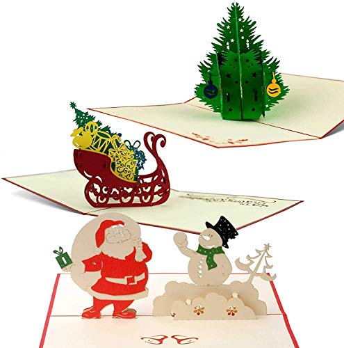 Diese-Klappkarten 3er Weihnachtskarten Set mit Umschlag, 3 verschiedene Motive I Weihnachtliche Grußkarten I Geldgeschenke, hochwertig, edel, handgefertigt, Set10 von Diese-Klappkarten