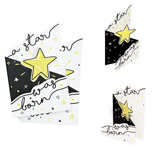 Diese-Klappkarten 2 Stück Karte Geburtstag A Star Was Born, mit 3D Effekt| Moderne Geburtstagskarte mit Stern | Glückwunschkarte, Gutschein, Dankeskarte, zum Aufstellen, X015 von Diese-Klappkarten