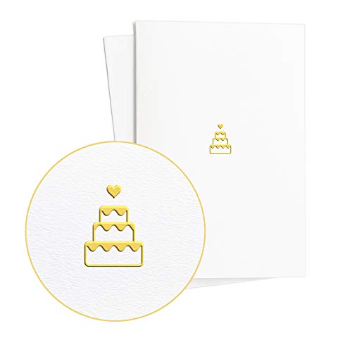 Diese-Klappkarten 2er Set Glückwunschkarten Edel zur Hochzeit oder Jahrestag mit in Gold geprägter Hochzeitstorte auf strukturiertem Papier, Hochzeitskarte, Wedding Card Neutral, E18 von Diese-Klappkarten