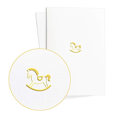 Diese-Klappkarten Edle Geburtstagskarte Kinder|Glückwunschkarte zum Kindergeburtstag mit Schaukelpferd in Goldprägung auf Strukturiertem Papier|Für Junge oder Mädchen, E39 von Diese-Klappkarten