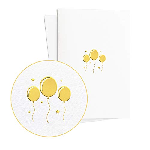 Diese-Klappkarten Edle Karten zum Geburtstag mit Glückwunsch-Ballons in Goldprägung (2er Set) auf Strukturiertem Papier, Als Geburtstagskarte oder für andere Exklusive Anlässe, E01 von Diese-Klappkarten