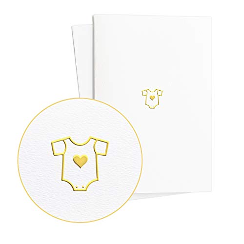 Diese-Klappkarten Glückwunschkarte Geburt|Geburtstagskarte und Geschenk zur Geburt für Junge oder Mädchen mit Strampler in Goldfolienprägung auf Strukturiertem Papier, E40 von Diese-Klappkarten