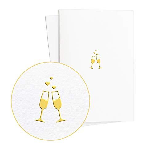 Diese-Klappkarten Glückwunschkarten zur Hochzeit (zwei Stück), Verlobung, Hochzeitstag, Champagner Gläser in Goldfolienprägung auf Strukturiertem Papier, Hochzeitskarte, Wedding Card, E19 von Diese-Klappkarten