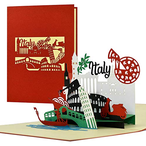 Diese-Klappkarten Gutschein, Reisegutschein nach Italien, Rom, Venedig|3D Pop Up Karte Italien Sykline|Hotelgutschein für Sie oder Ihn|Geschenkidee und Geschenk, A123AMZ von Diese-Klappkarten