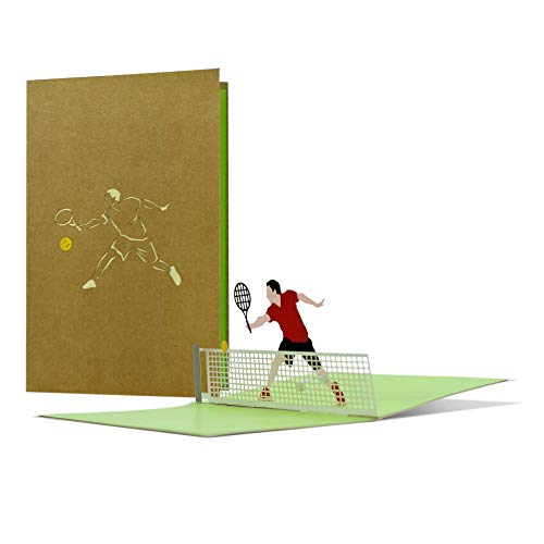 Diese-Klappkarten Pop-up Karte Gutschein oder Geburtstag - 3D Tennis - Geschenkgutschein für Tenniszubehör oder Tennisstunden - lustige Geschenkidee von Diese-Klappkarten