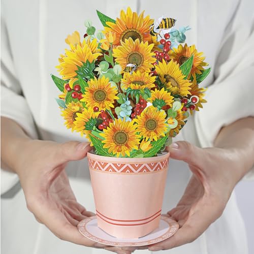 Diese-Klappkarten Glückwunschkarte mit 3D Blumenstrauß - Pop Up Karte mit bunten Blumen - Geburtstagskarte Gute Besserung Karte Dankeskarte Gutschein von Diese-Klappkarten