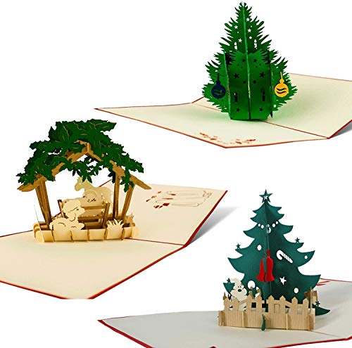 Diese-Klappkarten Weihnachtskarten 3er Set mit Umschlag I Grußkarten für Weihnachten mit 3 verschiedenen 3D Pop-up Motiven I Geschenkkarten, Geldgeschenke, hochwertig, edel, handgefertigt, Set8 von Diese-Klappkarten