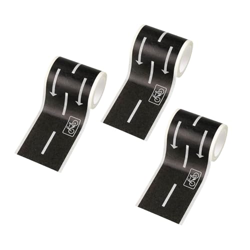 Diffaxy 3 Rollen Straße Washi Tape – DIY Verkehrs Autobahnklebeband, schwarze Straßen Klebeband Aufkleber, Selbstklebendes Straßen Klebeband für Spielzeugautos, Fahrzeugbausätze, Spielzimmer von Diffaxy