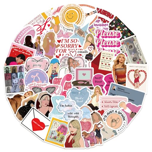 50 Stück Sabrina Aufkleber, niedliche Scrapbook-Aufkleber, Pop-Sänger-Aufkleber, wasserdichte Musik-Aufkleber, für Wasserflasche, Laptop, Telefon, Scrapbooking, Journaling Wahl von Difistik