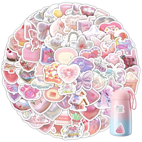 Pink Aesthetic Stickers 100 Pcs, Funny 3D Stickers Lovely Pink Girl Stickers Aesthetic Decal Graffiti Stickers | Waterproof Vinyl Heart Shape Stickers for Suitcases, Skateboards, Laptops, Water Bottle Pink Aesthetic Stickers 100 Pcs, Funny 3D Stickers Lovely Pink Girl Stickers Aesthetic Decal Graffiti Stickers | Waterproof Vinyl Heart Shape Stickers for Suitcases, Skateboards, Laptops, Water Bottle von Difistik