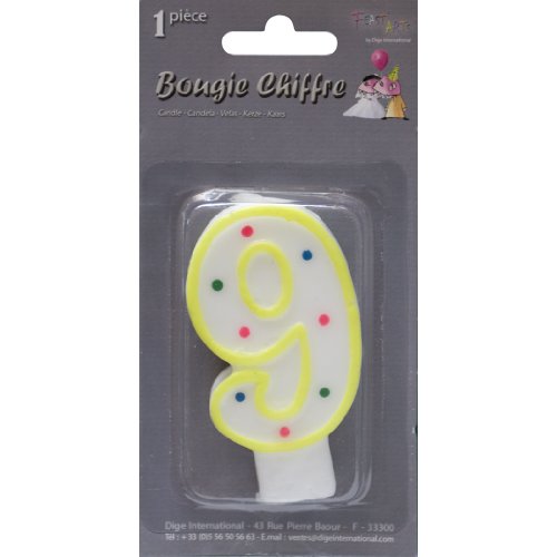 Dige International 555813 Kerze Nr. 9 Glitter + Halterung, Wachs, 14 cm von Dige International