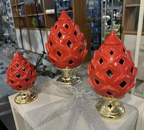 Digiglio Bomboniere Set mit 3 Tannenzapfen, Rot und Gold, ideal als Geschenk von Digiglio Bomboniere