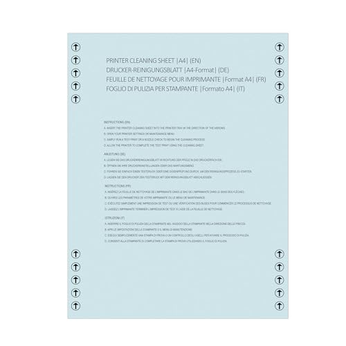 Drucker-Reinigungsblätter, A4-Größe (210 x 297 mm), reinigt Rollen, Trommeln und Papierwege, entfernt Flecken, Schmutz und Dreck, verhindert Streifen, Stau und Serviceanrufe, für Tintenstrahl- und von Digital Nc