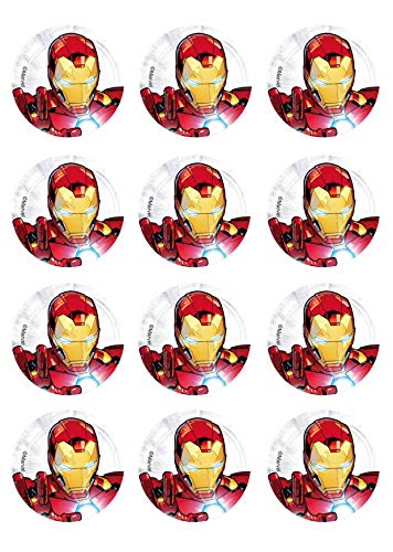 12 Muffinaufleger ca. 6 cm zum selbst ausscheiden, Cupcakes Muffinsbild Geburtstag Motiv: Iron Man Avengers, Fondant 0715x von Digital-on