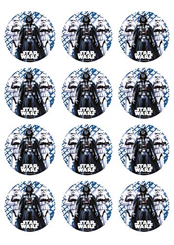 12 Muffinaufleger ca. 6 cm zum selbst ausscheiden, Cupcakes Muffinsbild Geburtstag Motiv: Star Wars, Fondant 0723x von Digital-on