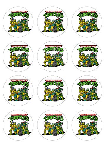 12 Muffinaufleger ca. 6 cm zum selbst ausscheiden, Cupcakes Muffinsbild Geburtstag Motiv: Turtles, Fondant 0761x von Digital-on